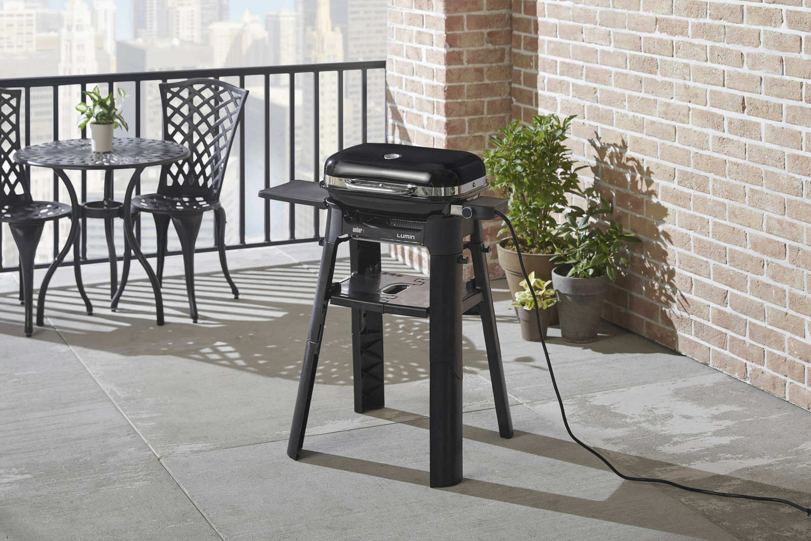 Weber Lumin Compact Black Thermoset plastic Folding Grill stand|119817