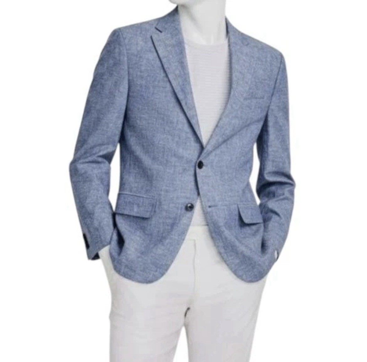 Tommy Hilfiger Mens Modern fit Linen Sport Coat Blazer 42 Long Light Blue