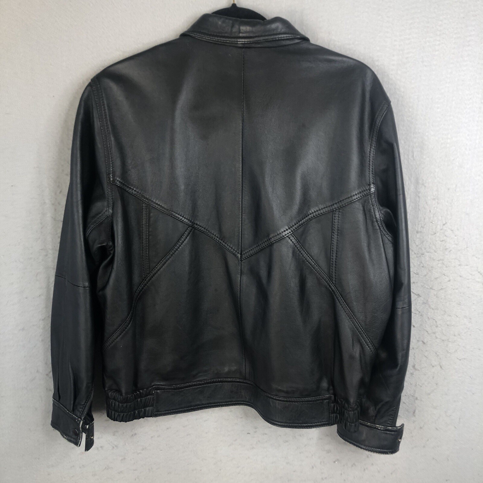 Black Leather Jacket Womens Medium Moto Biker Goth Motorcycle Punk Rock