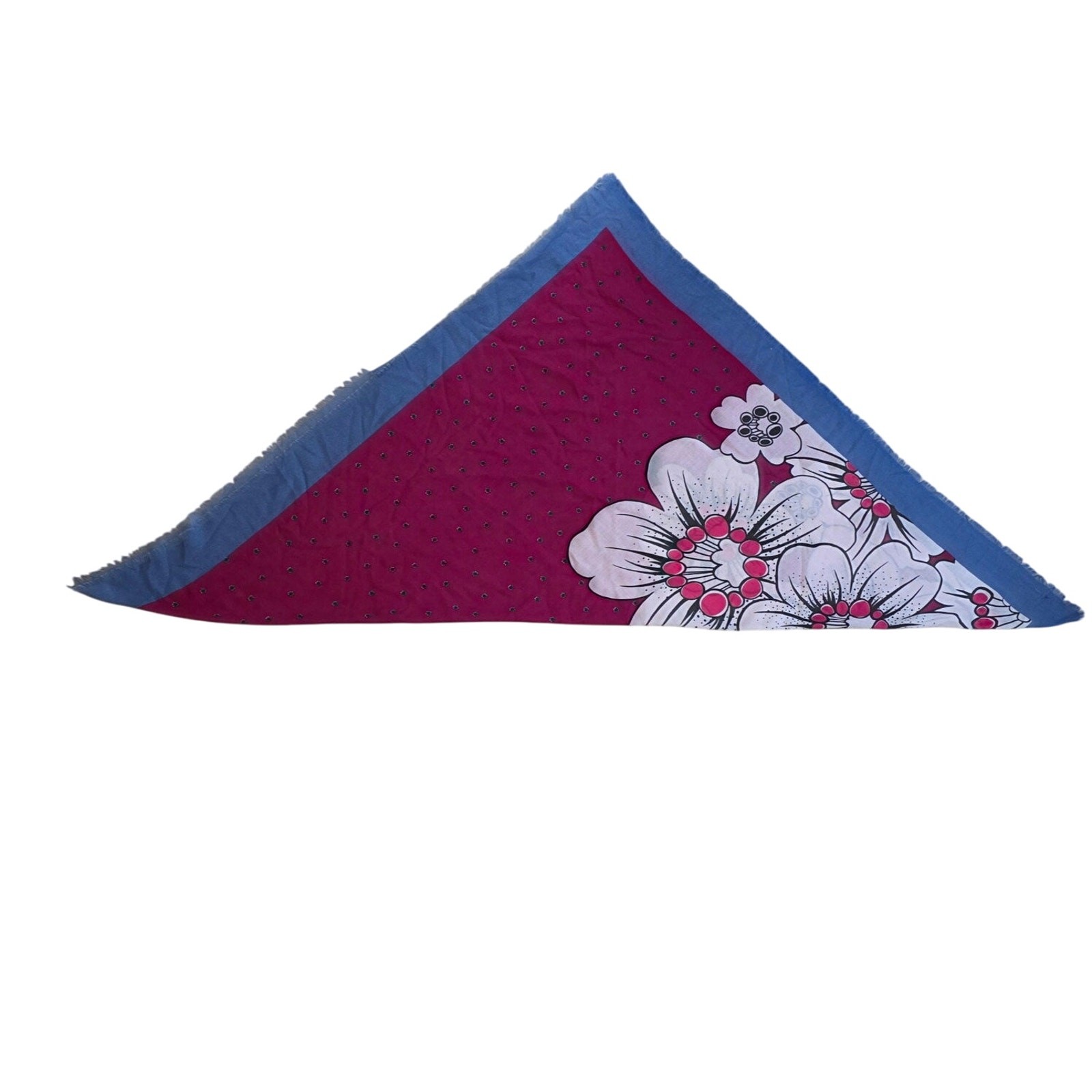 NWT LOFT Floral Fringe Scarf Shawl Wrap Pink Blue White Lightweight Boho Chic