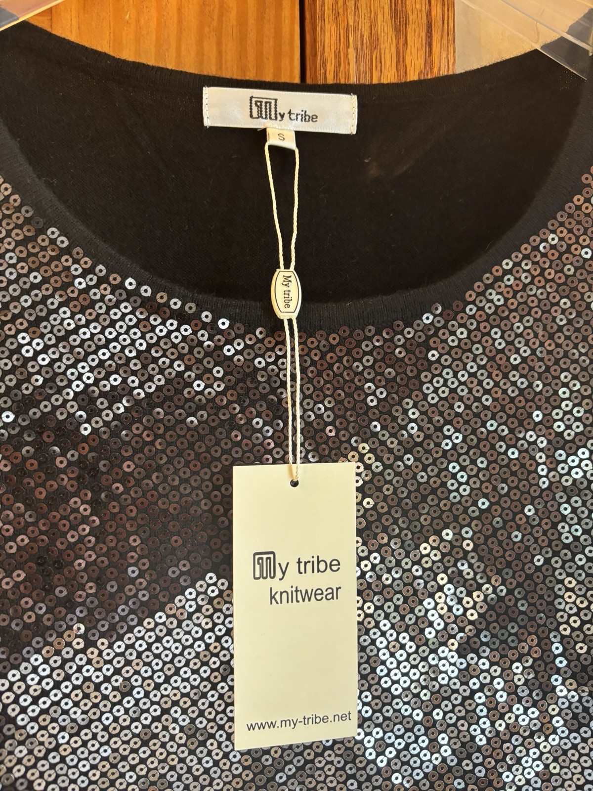 My Tribe NWT Sequin Tank Cashmere Blend Sweater Dress S BLACK