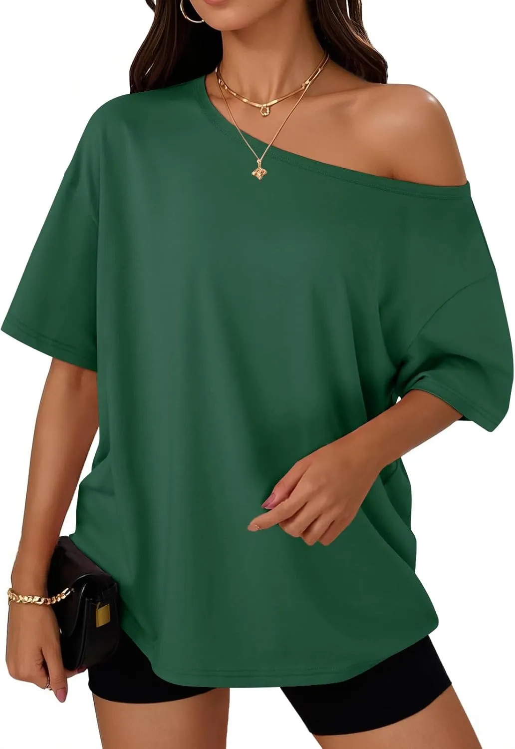 Trendy Queen Womens Off Shoulder Oversized T Shirt Summer Spring Casual Top