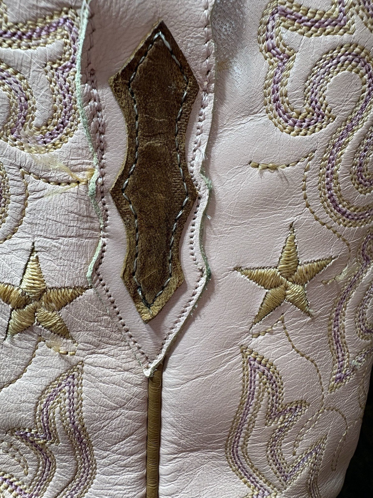 Lucchese 2000 Women Cowboy Boots Pink GoldStar Embroidered T1691HD Sz 6 1/2 B