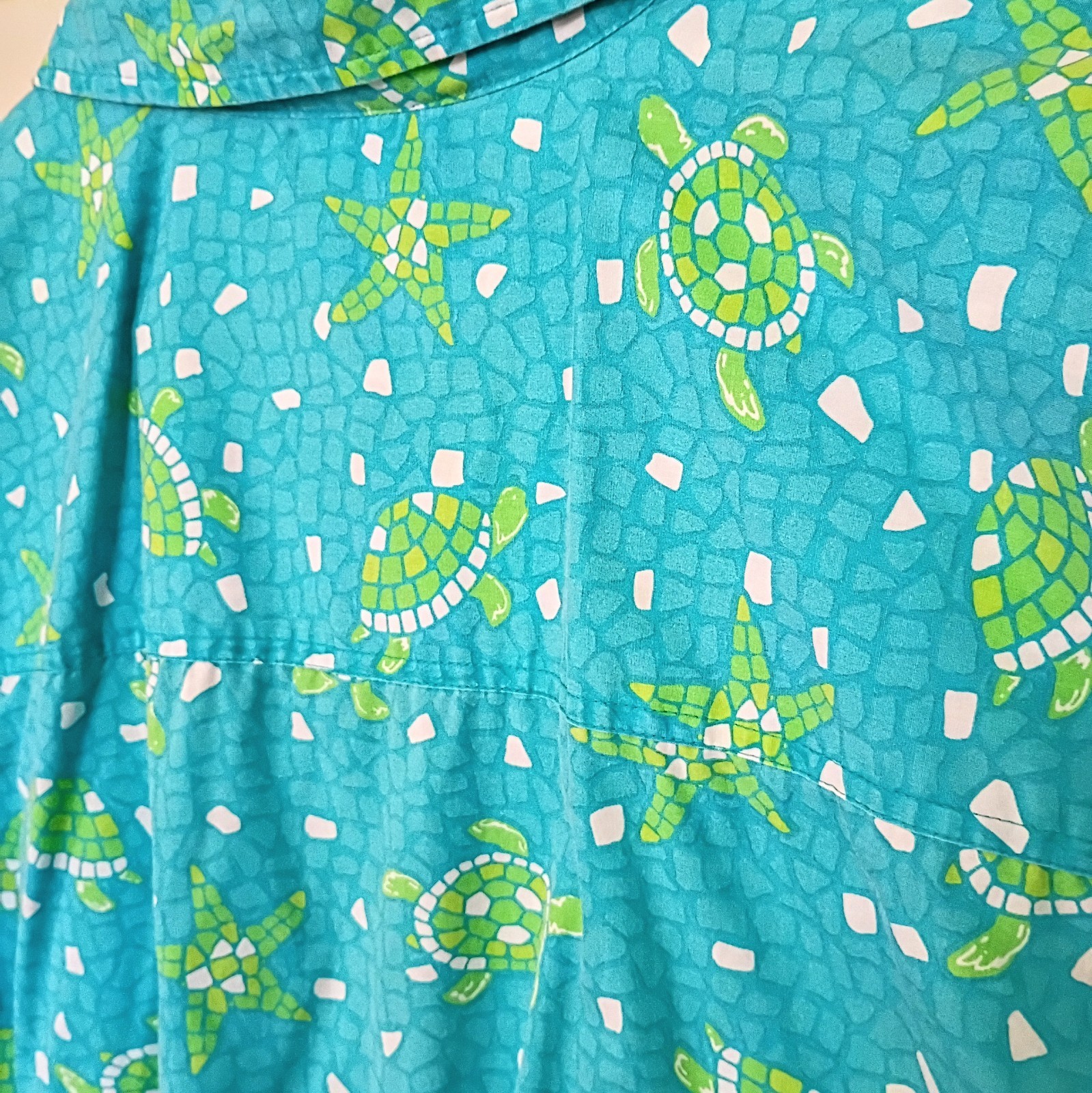 Vintage Bobbie Brooks Womens 38-40 Ocean Beach Sea Turtle Resort Button Blouse