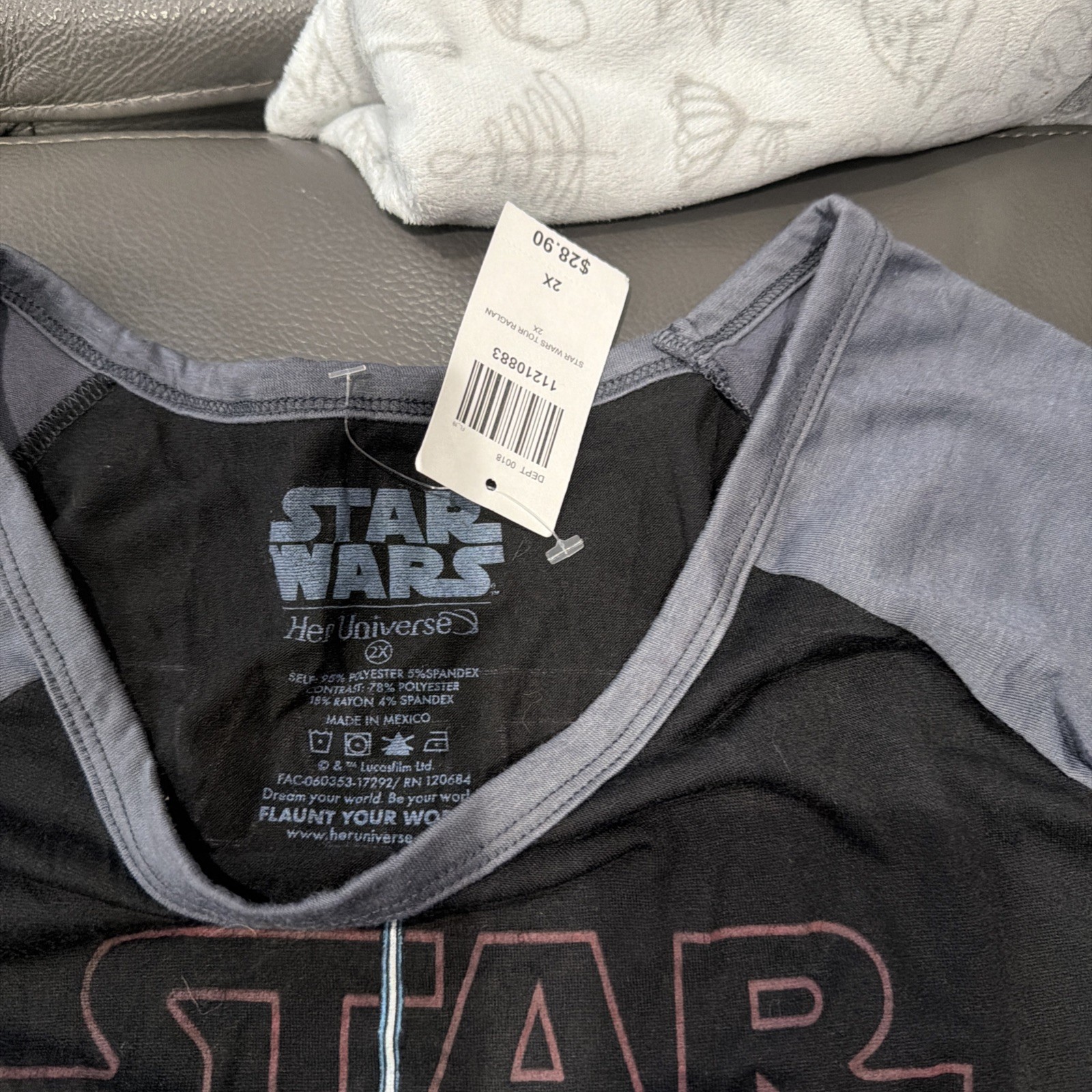 Star Wars The Last Jedi 3/4 baseball sleeve shirt Disney Rey BB8 R2D2 finn 2017