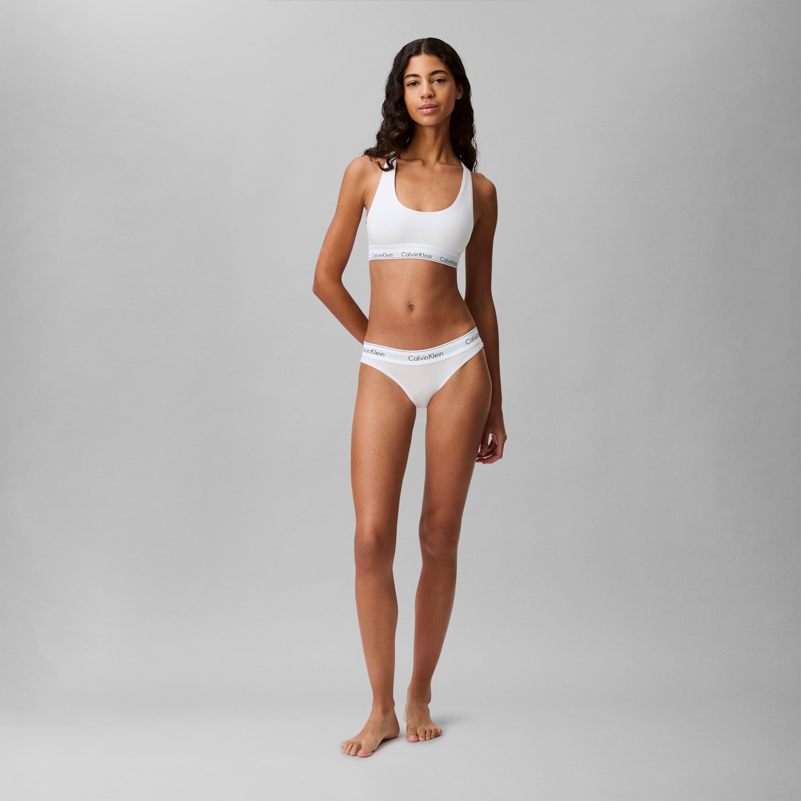 Calvin Klein Bralette Modern Cotton Unlined Wireless White Super-Soft Large