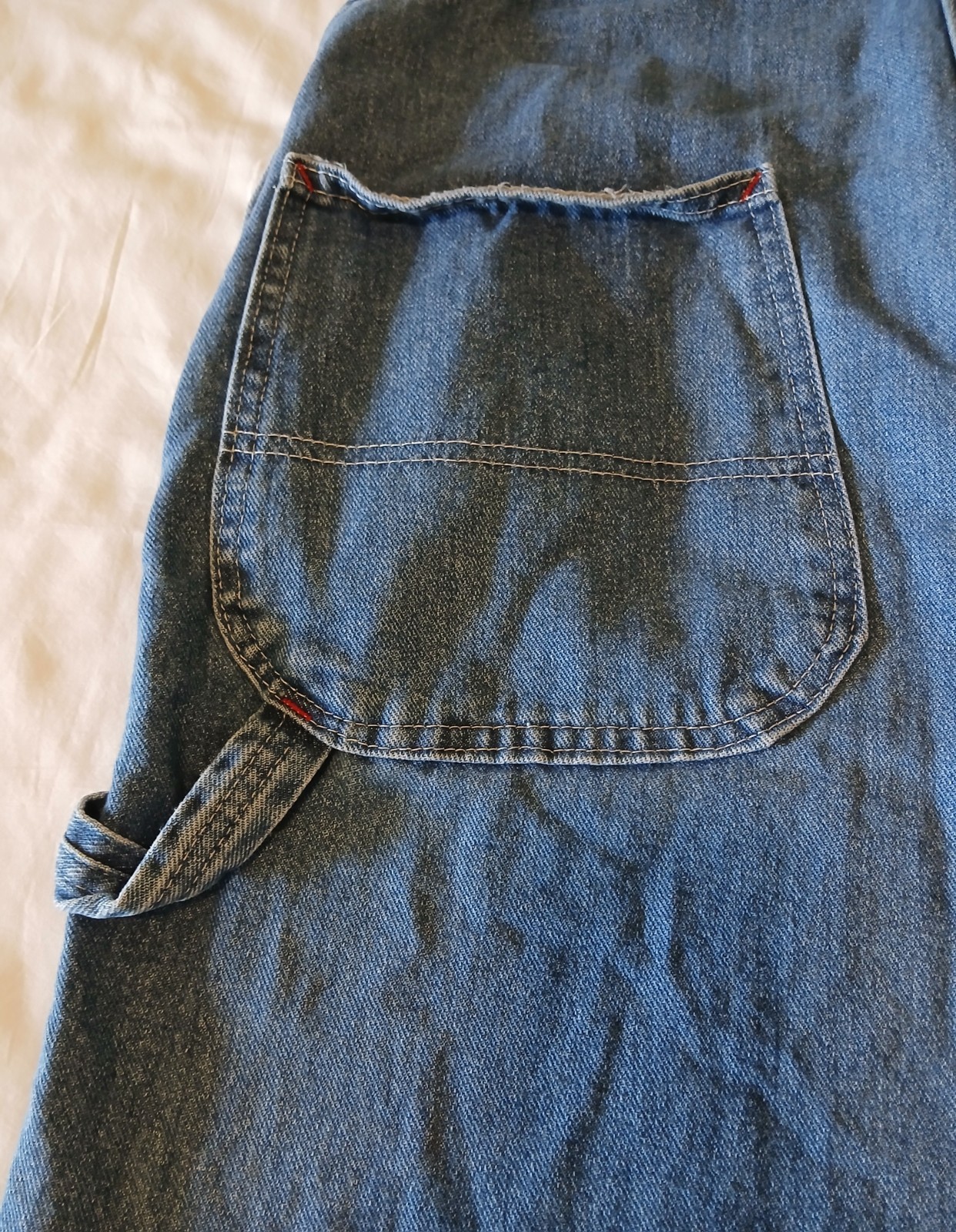 Dickies Overalls 34 X 30 Coveralls Bib Blue Cotton Denim Carpenter Farm Work EUC