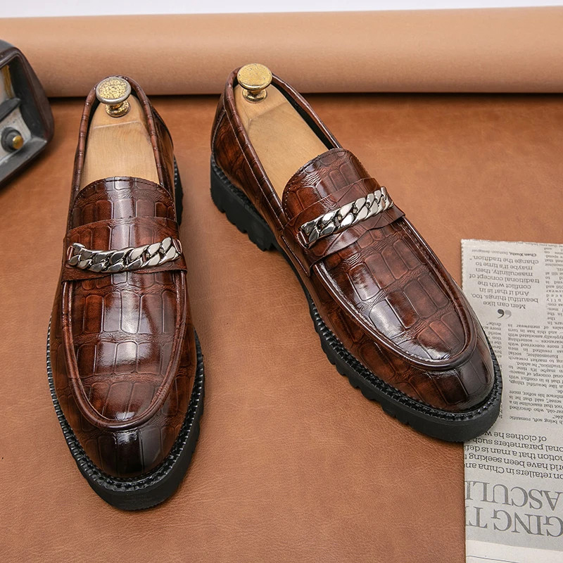 Comfortable Chain Wholesale Casual Formal Slip on Men Dress Leather Shoes