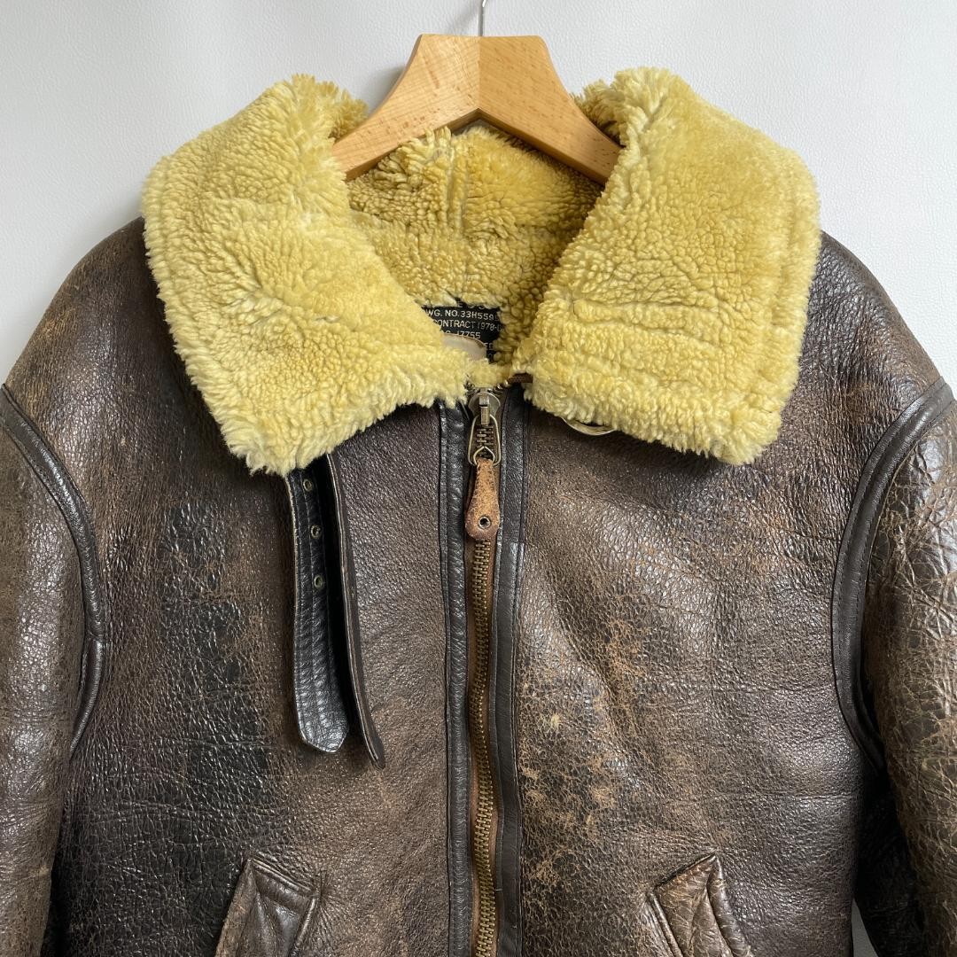 AVIREX TYPE B-3 Military Jacket Blouson Coat Men Size 38 Brown Genuine