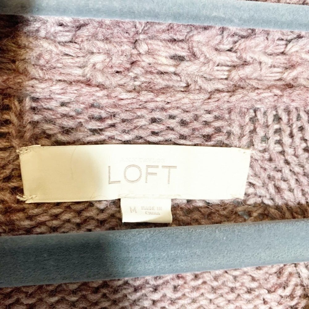 LOFT Womens Mauve Alpaca Wool Blend Shawl Collar Pullover Sweater Size M