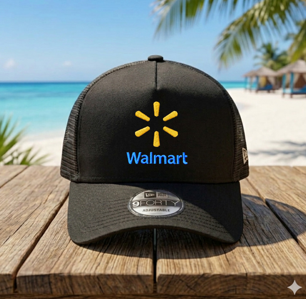 Walmart Trucker Hat Embroidered Logo Mesh Snapback Retail Fan Cap