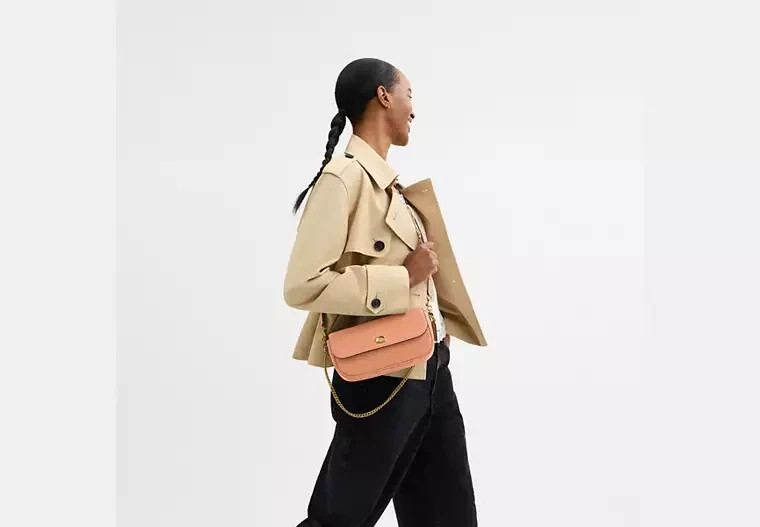 Coach Brook Flap Chain Bag 9.75″ x 4.75″ x 2.25″ CAN90 2 Straps Leather Peach