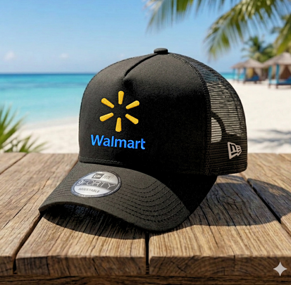 Walmart Trucker Hat Embroidered Logo Mesh Snapback Retail Fan Cap