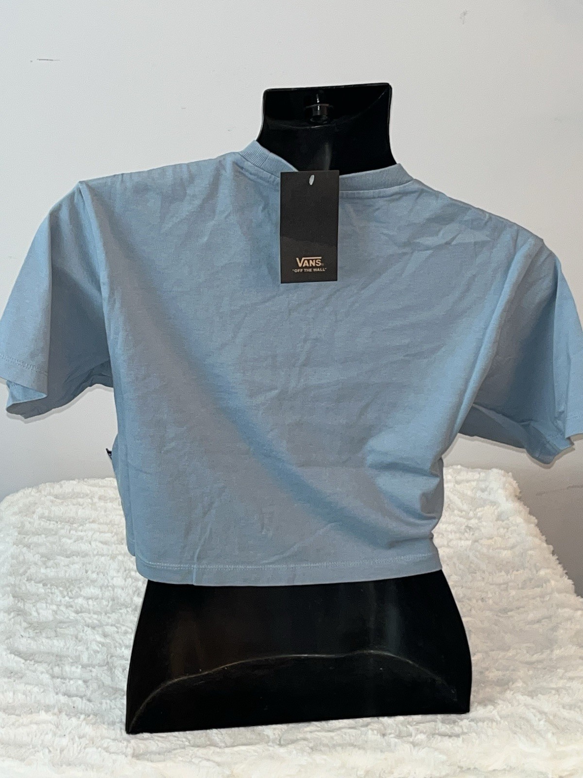 VANS OVAL WASH SHORT SLEEVE BLUESTONE CROP TOP SHIRT WOMENS MEDIUM NWT