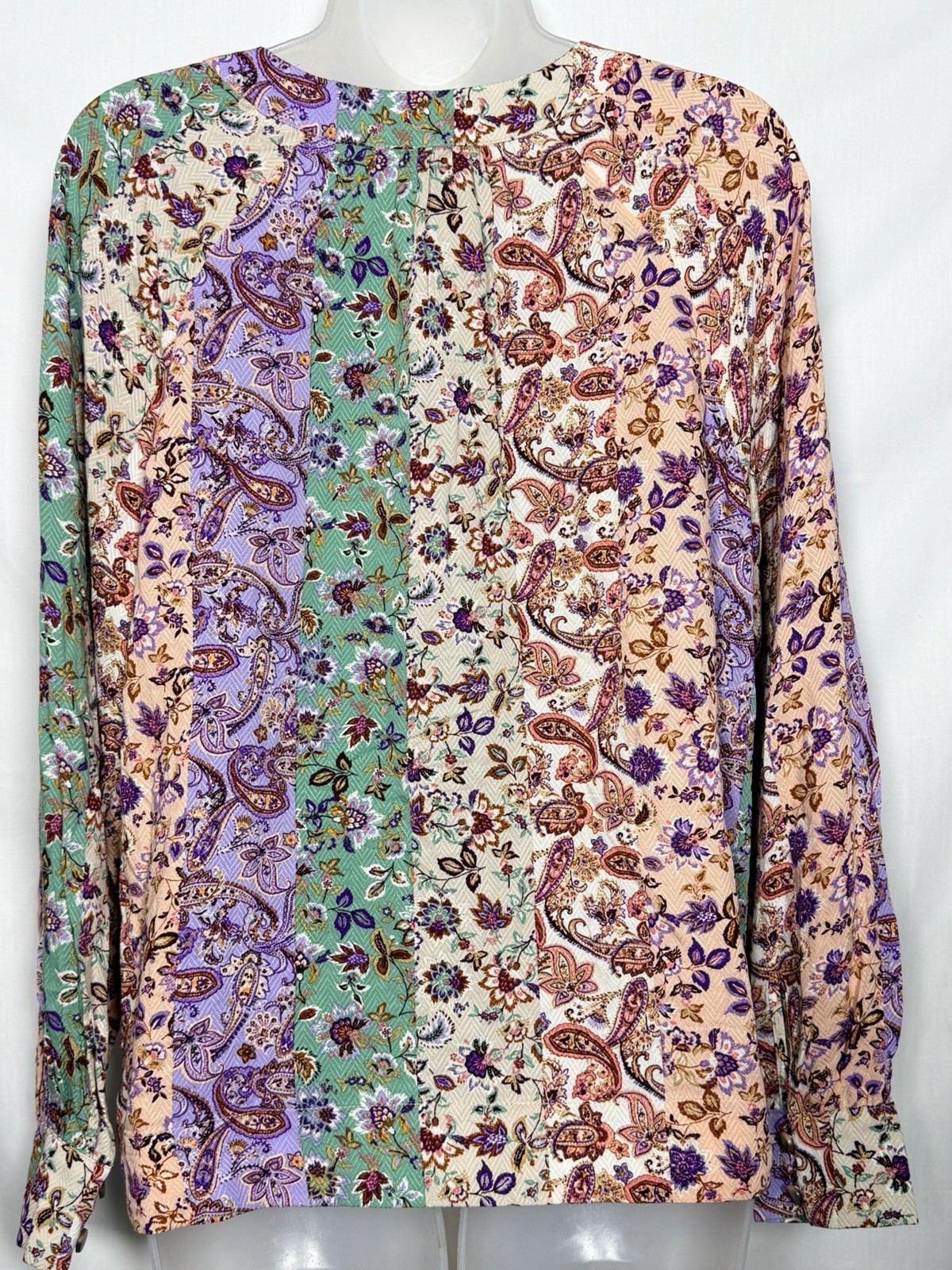 LOFT Women’s Floral Paisley Blouse Top Long Sleeve Lightweight Boho Chic