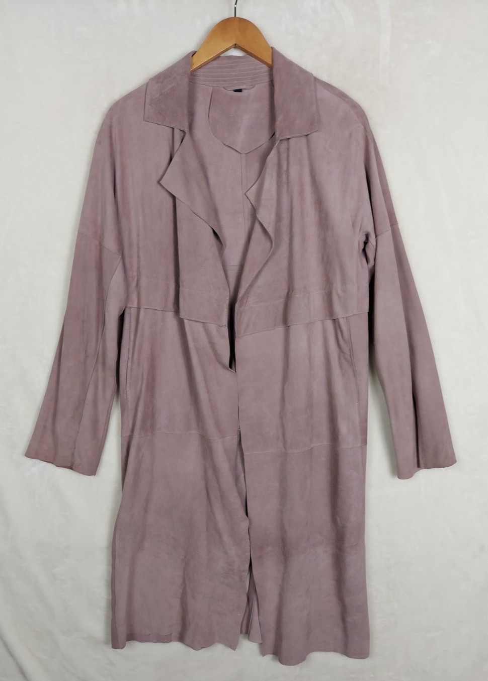 Linea Pelle Collection Suede Trench Coat Womens M Lavender 100% Lames Leather