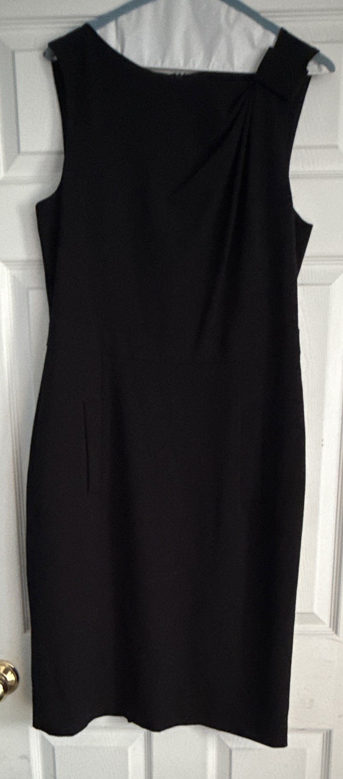 Anne Klein Black Sheath Dress Boat Neck Sleeveless Knee Lined Stretch Zip 10