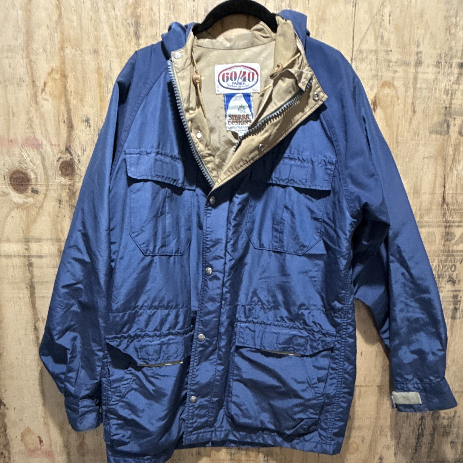 70s Vintage Sierra Designs Men’s 60/40 Parka Jacket M Blue Hooded Full Zip/Snap