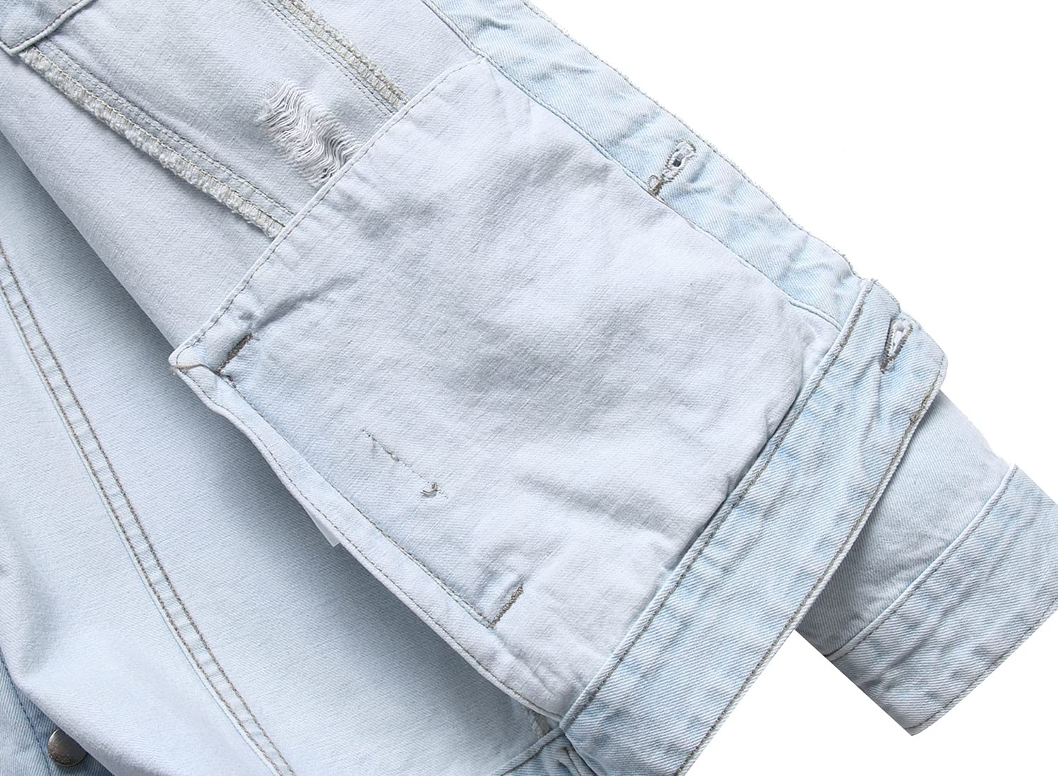 Men’s Distressed Ripped Slim Fit Denim Jacket Casual Button Up Trucker Jean Coat