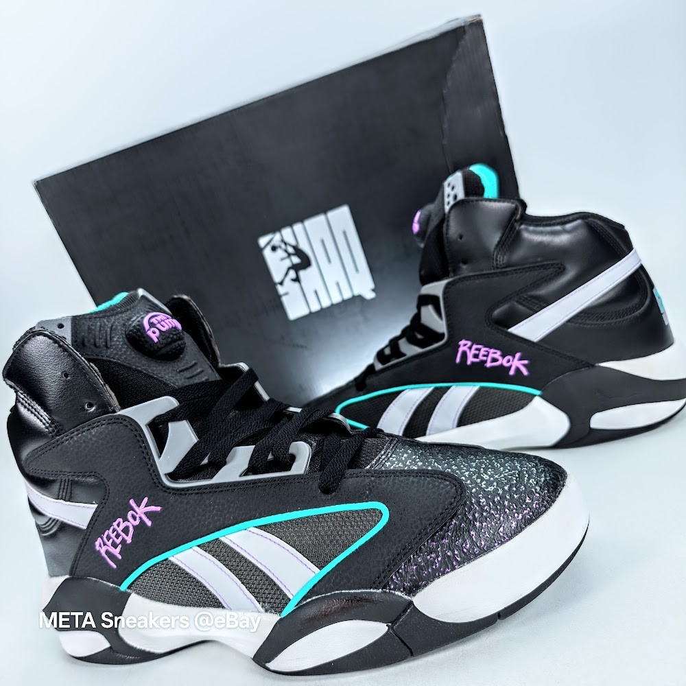 Reebok Shaq Attaq Pump US 13 Men’s Black White Purple Blacktop Retro HR0501 NIB