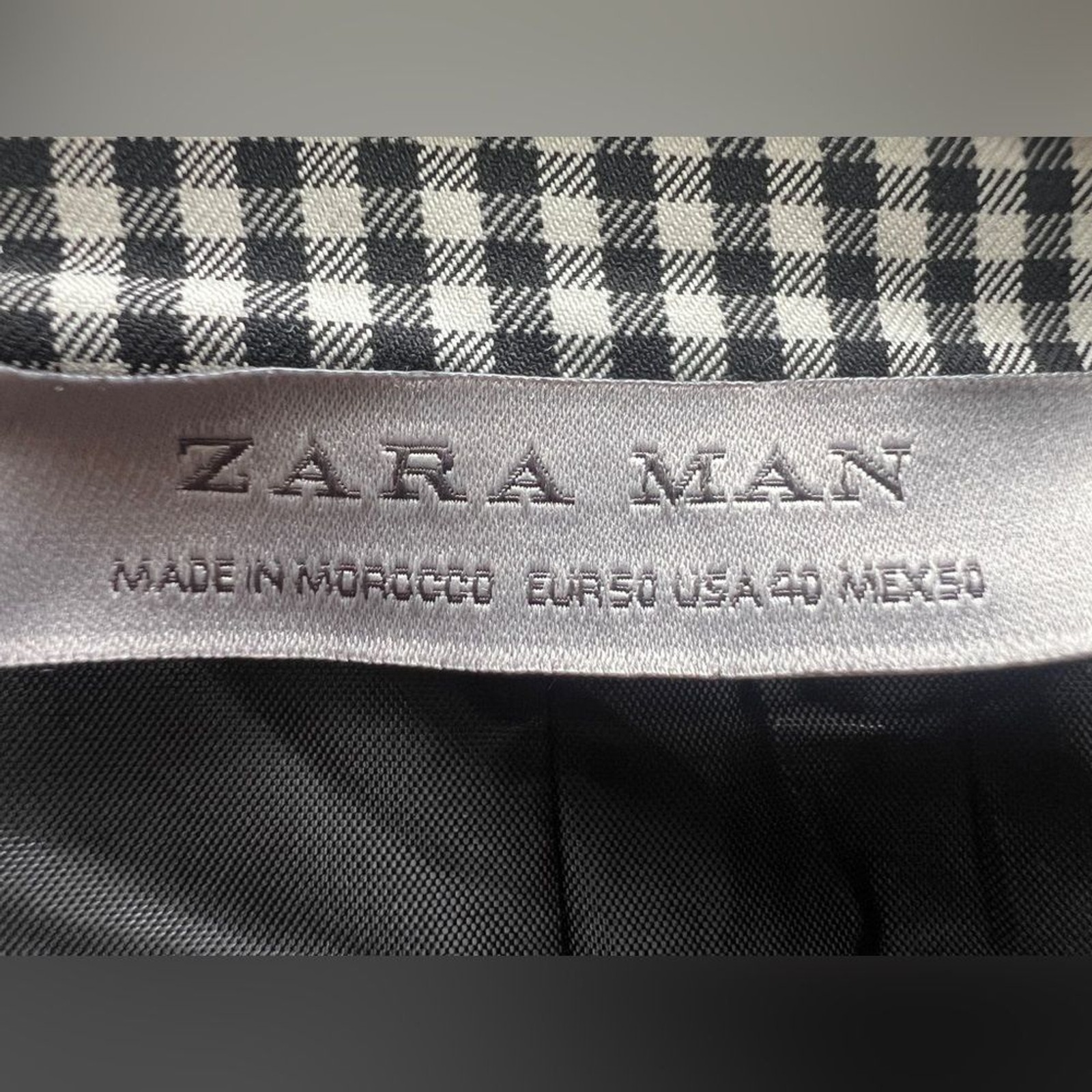 Zara Man Monochrome Checkered Blazer