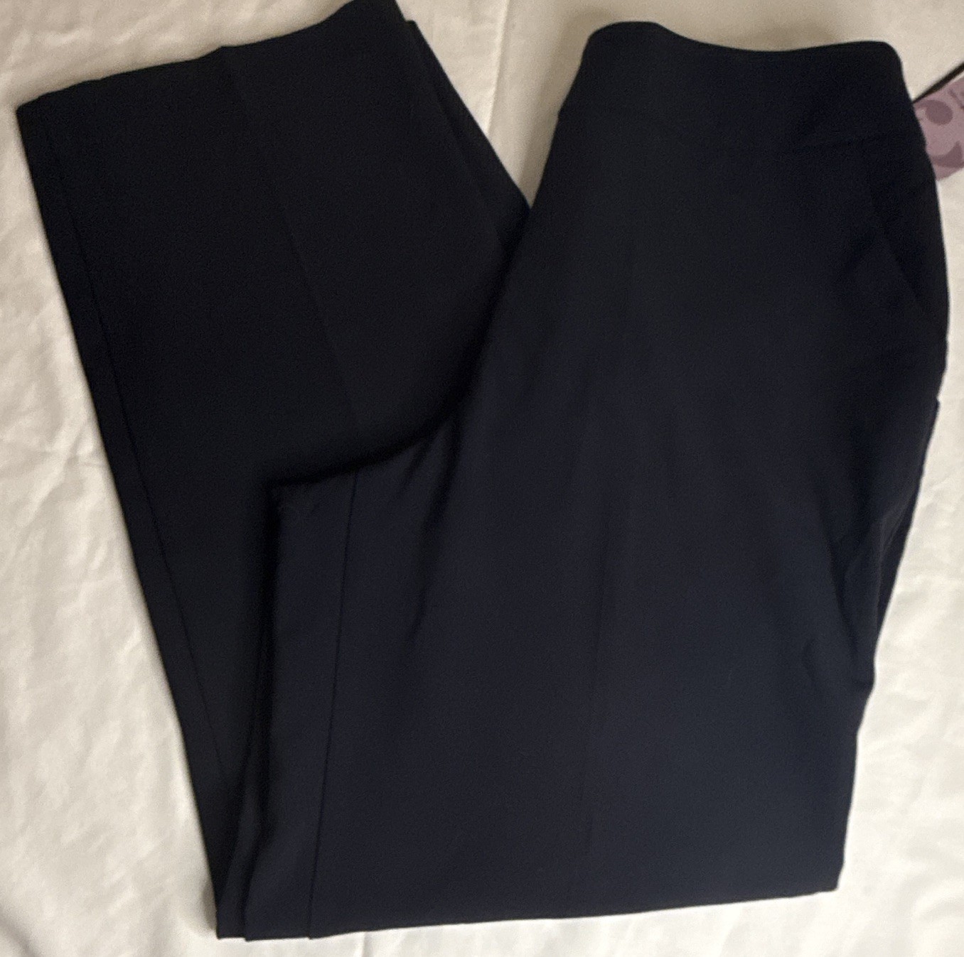 Investments Women’s Dress Pants Straight Leg Solid Navy Petite 8S Poly Rayon