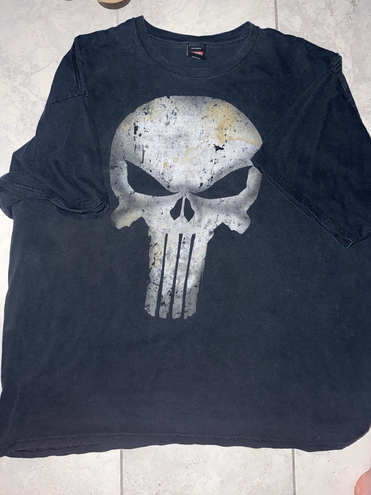 Marvel Punisher Skull Graphic T Shirt Mens XXL Black Distressed Streetwear Tee