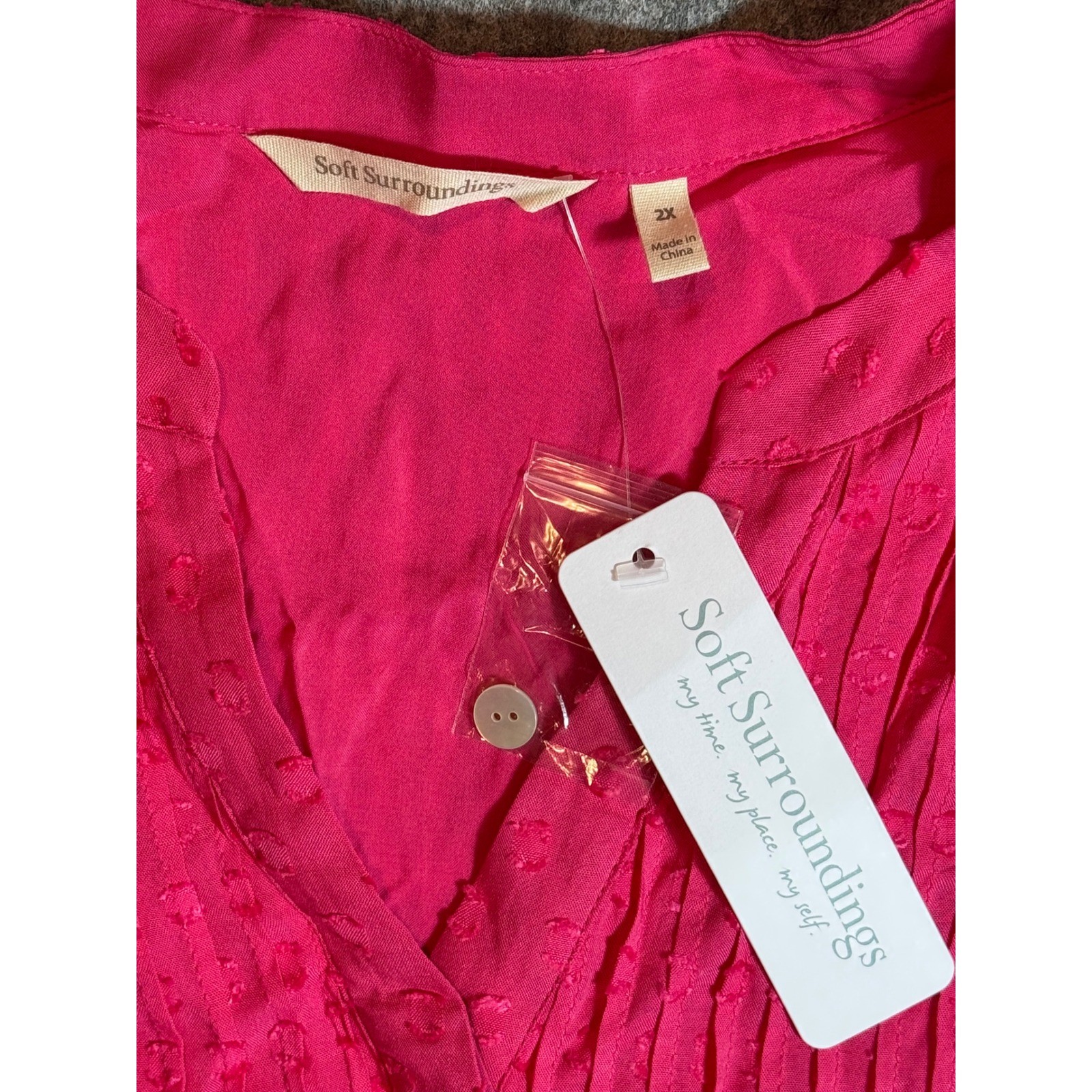 Soft Surroundings Offshore Top Raspberry Sorbet Pink 2X NWT 5EX0411923