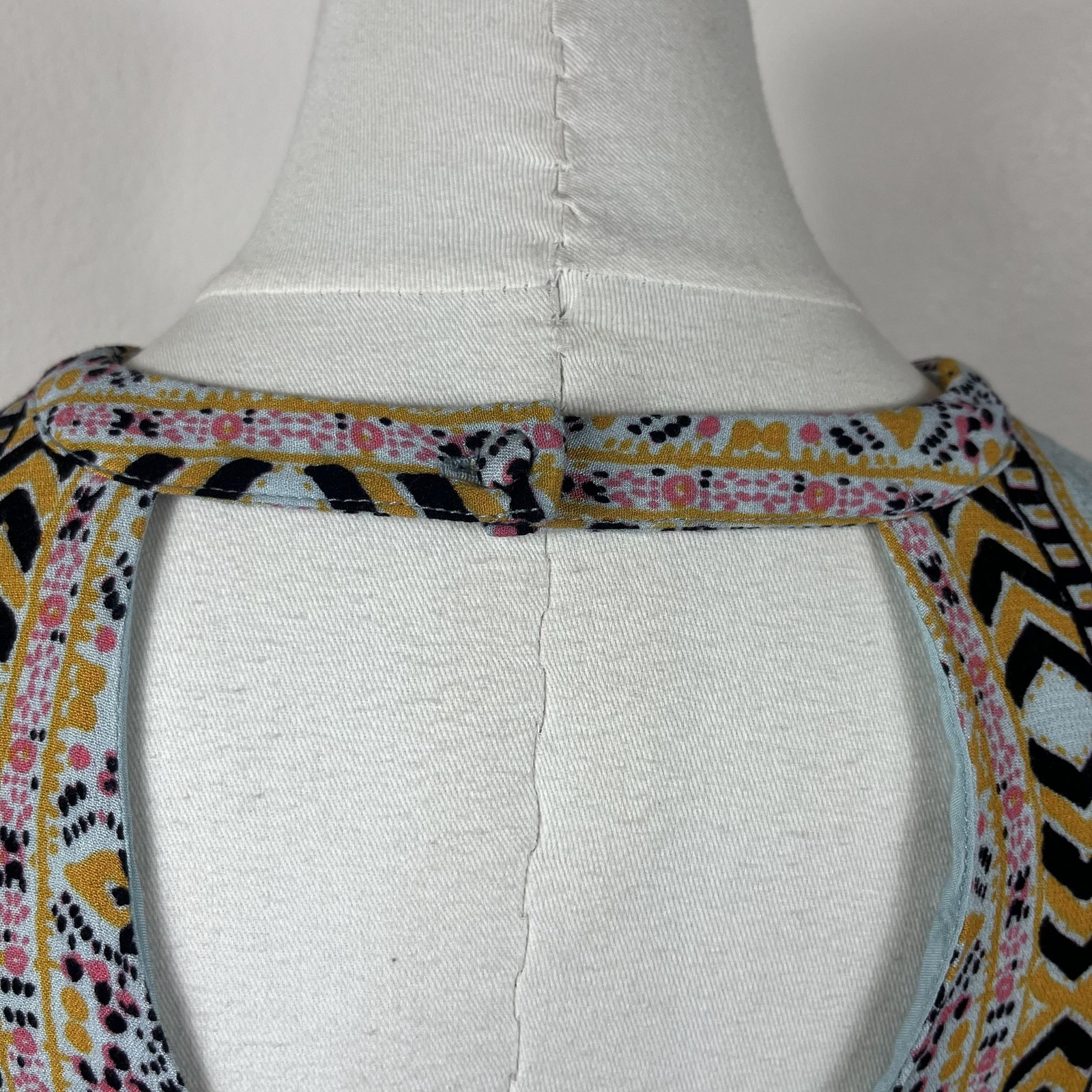 Free People Dress Womens 2 Multicolor Geometric Tegan Border Print Mini Boho