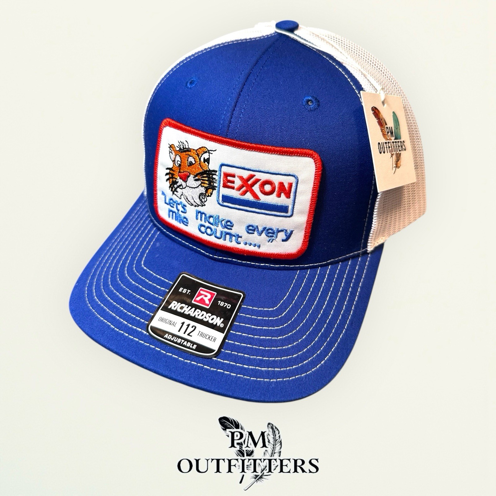 Exxon Tiger Let’s Make Every Mile Count Patch Hat Richardson 112 Royal White