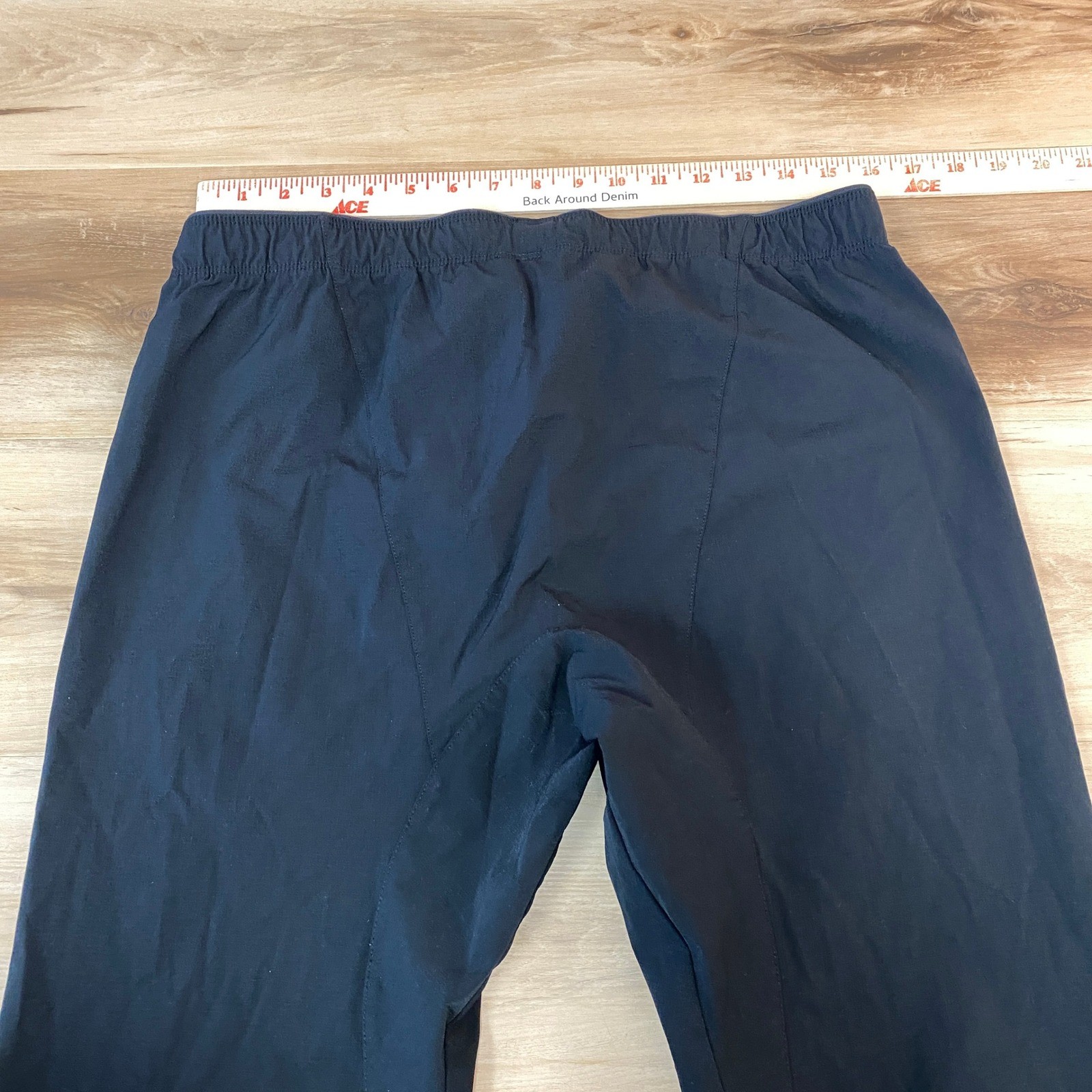 Paskho Black Athleisure Pants Medium Nylon Drawstring Waist Zip Pockets M