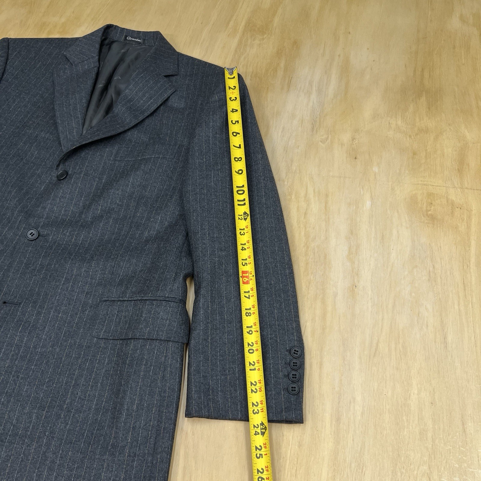 Custom Ermenegildo Zegna Suit 40S Short Cuffed Pleated 32×30 Gray/Orange Flannel
