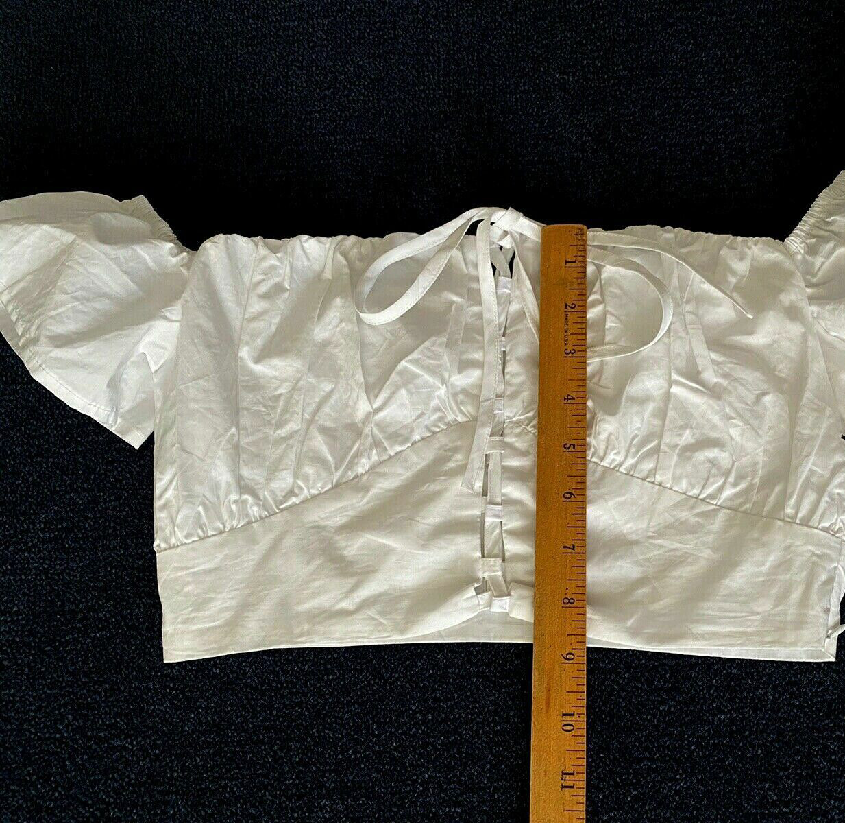 Superdown Lace Up White Crop Top Revolve Cottagecore Boho Peasant 100% Cotton
