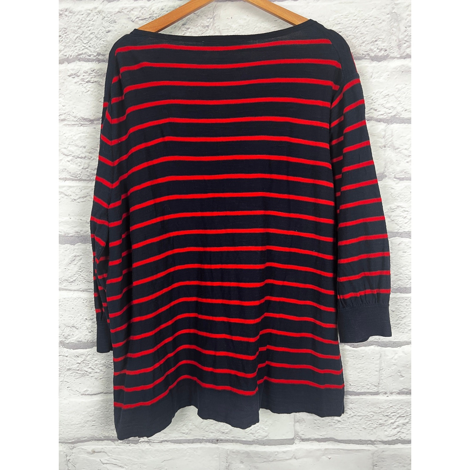 LOFT Womens 20/22 Nautical Coastal Preppy Minimalist Striped Keyhole Top Blouse