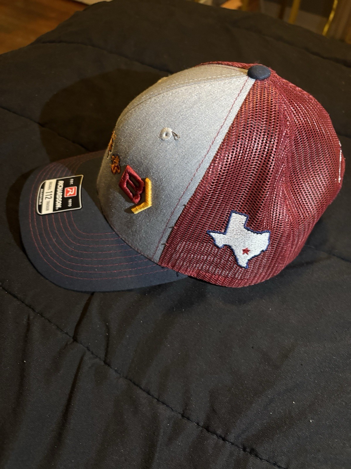 Richardson Trucker Hat Gray/Maroon/Navy Solid Mesh Back Adjustable One Size