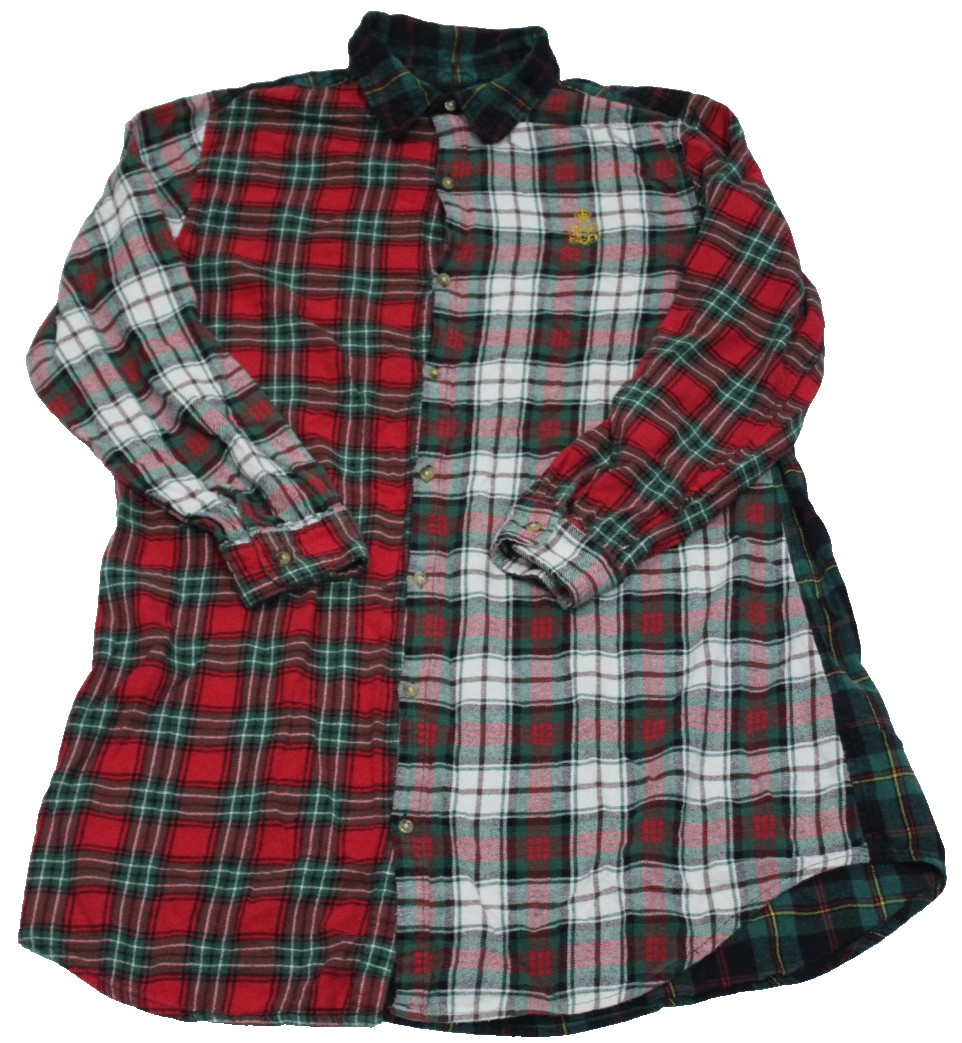 Lauren Ralph Lauren Button Up Flannel Shirt Women’s Size L Plaid Crest VTG