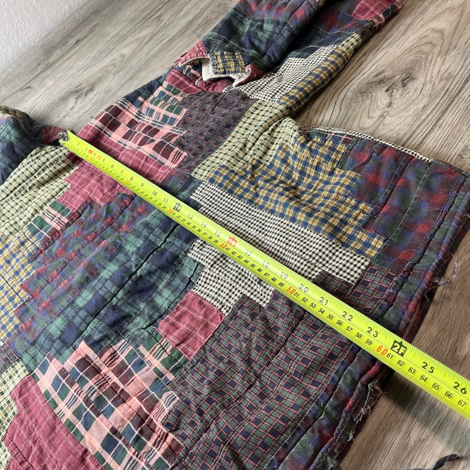 Unbranded Patchwork Quilt Hoodie Unisex XL Multi Plaid Log Cabin Boho Vintage