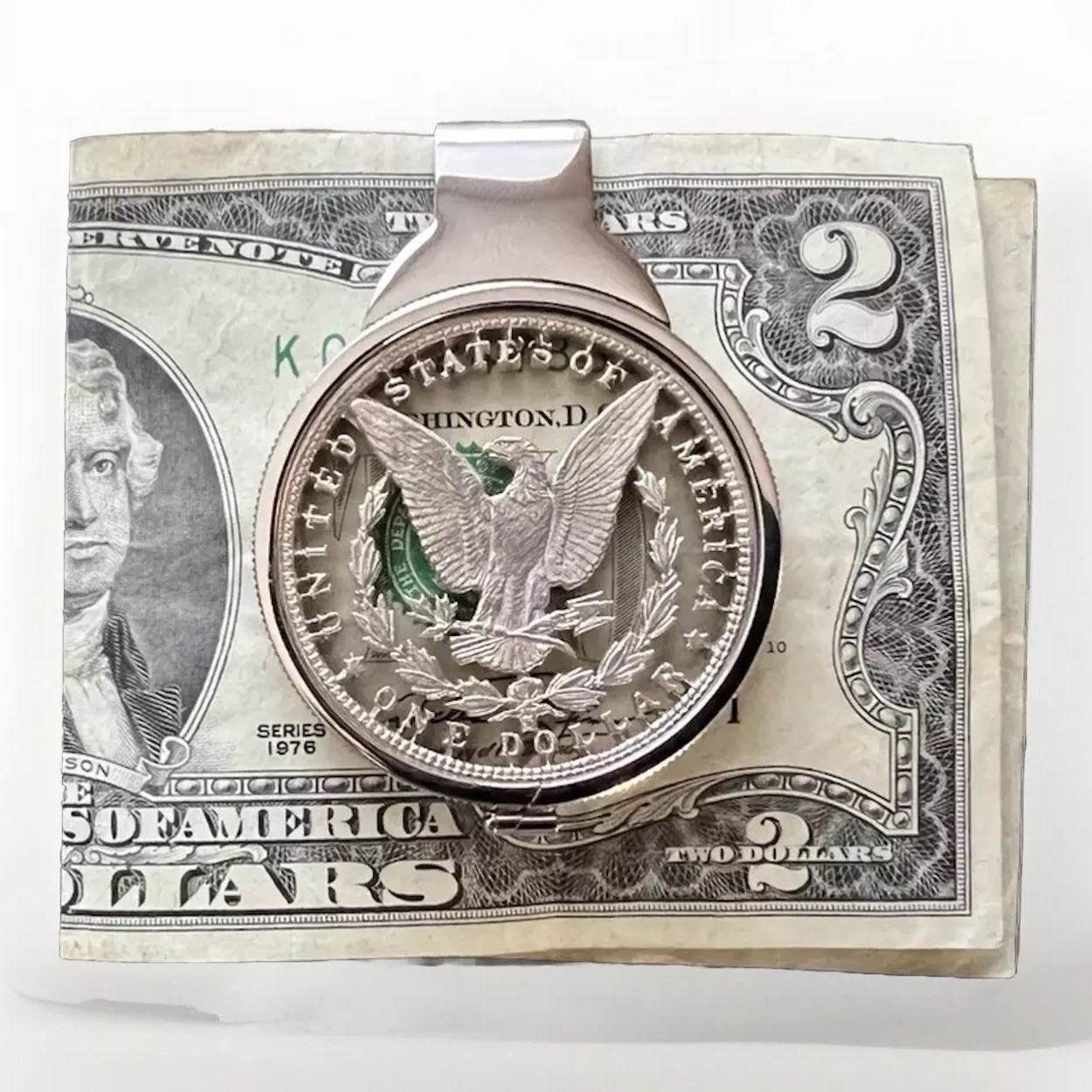Silver Dollar Size Money Clip Stainless Coin Holder Bezel Morgan Peace Liberty ✅