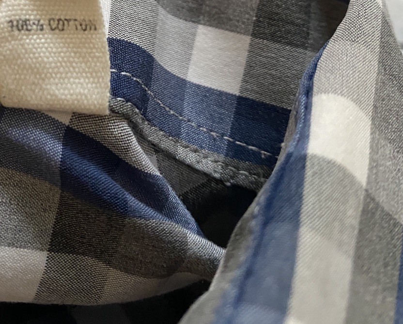 Todd Snyder NY Melange Yarns Gingham Check Shirt Blue Grey Mens Large 16.5 32/33