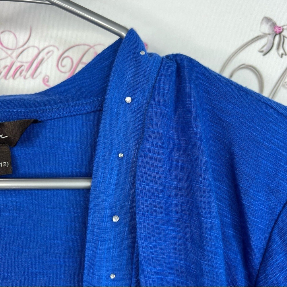 Jessica cardigan studded crystal Sapphire Blue Sweater Rhinestone Trim open