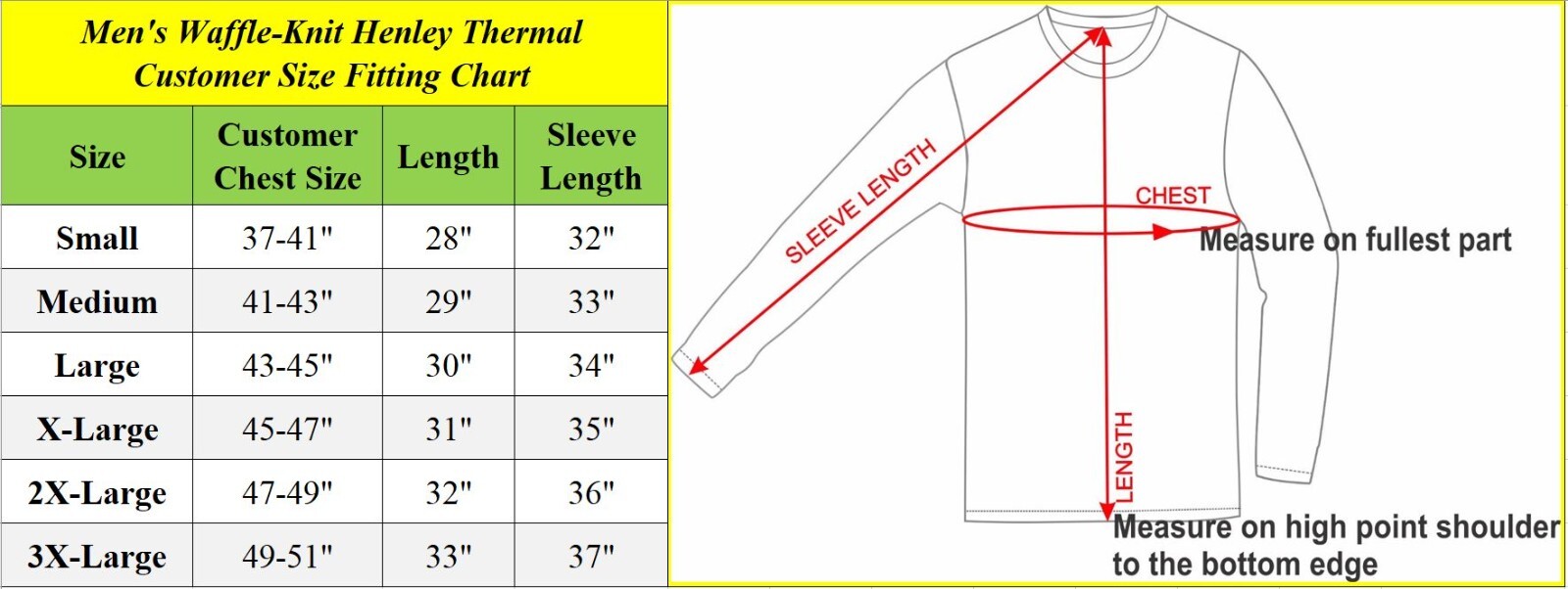 Men’s Long Sleeve 3 Button Henley Waffle Knit Thermal Undershirt Tee Free Ship
