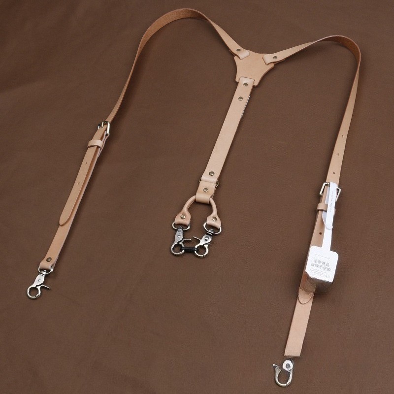Quality Genuine Cowhide Leather 2cm Men’s Suspenders Y-shape Hook Buckle Suit