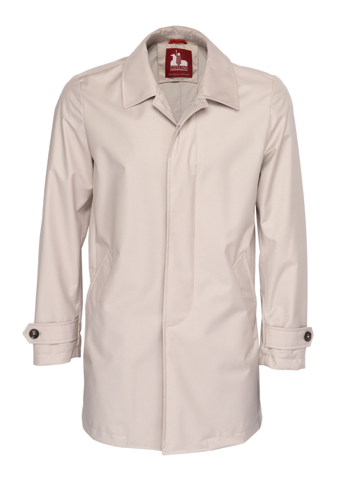 NWT EZZELINO RAINCOAT technical fabric beige polyester solid luxury Italy 54