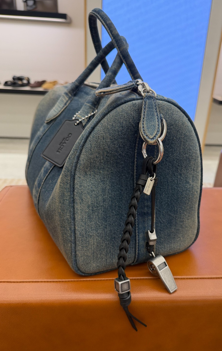 COACH Compass Bag 35 in Loved Denim CDU95 DDE Dark Denim_NWT_Expedited