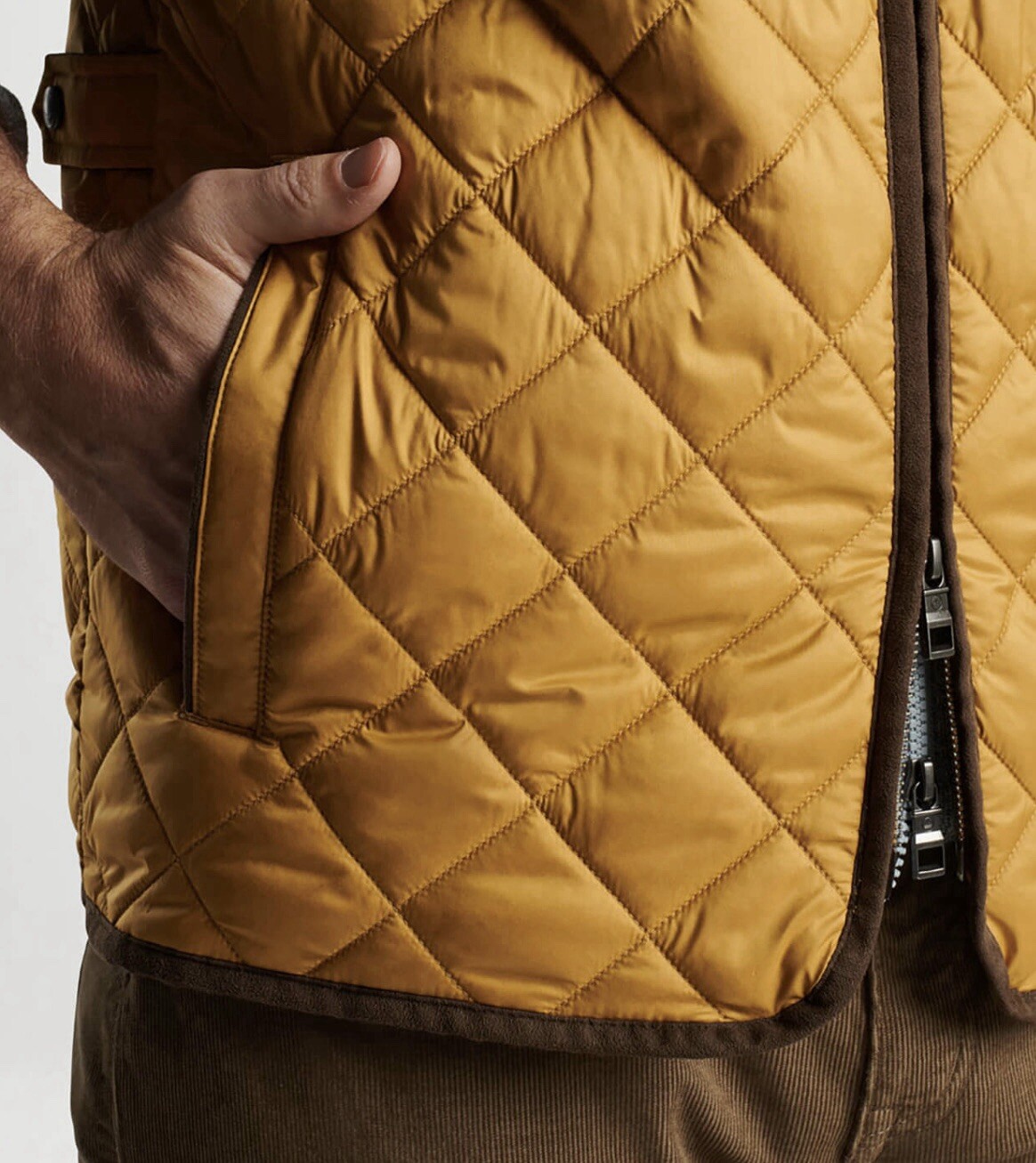 Peter Millar Crown Essex Full Zip Quilted Puffer Vest Jacket Dijon Medium $230