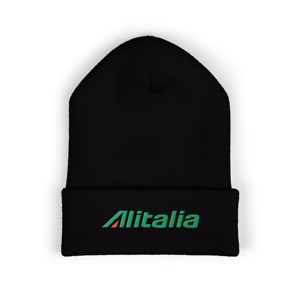 Alitalia Airlines Airways Adult Winter Black Classic Beanie Hat