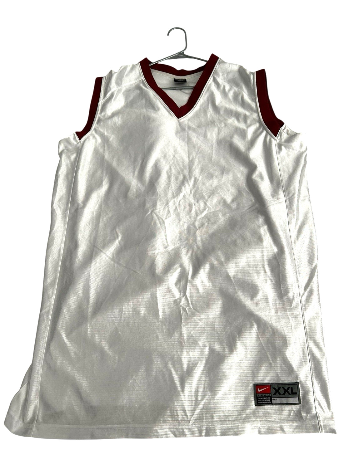 Vtg Team Nike White Tank Satin Silky Jersey Burgundy Trim RN#56323 CA#05553 XXL