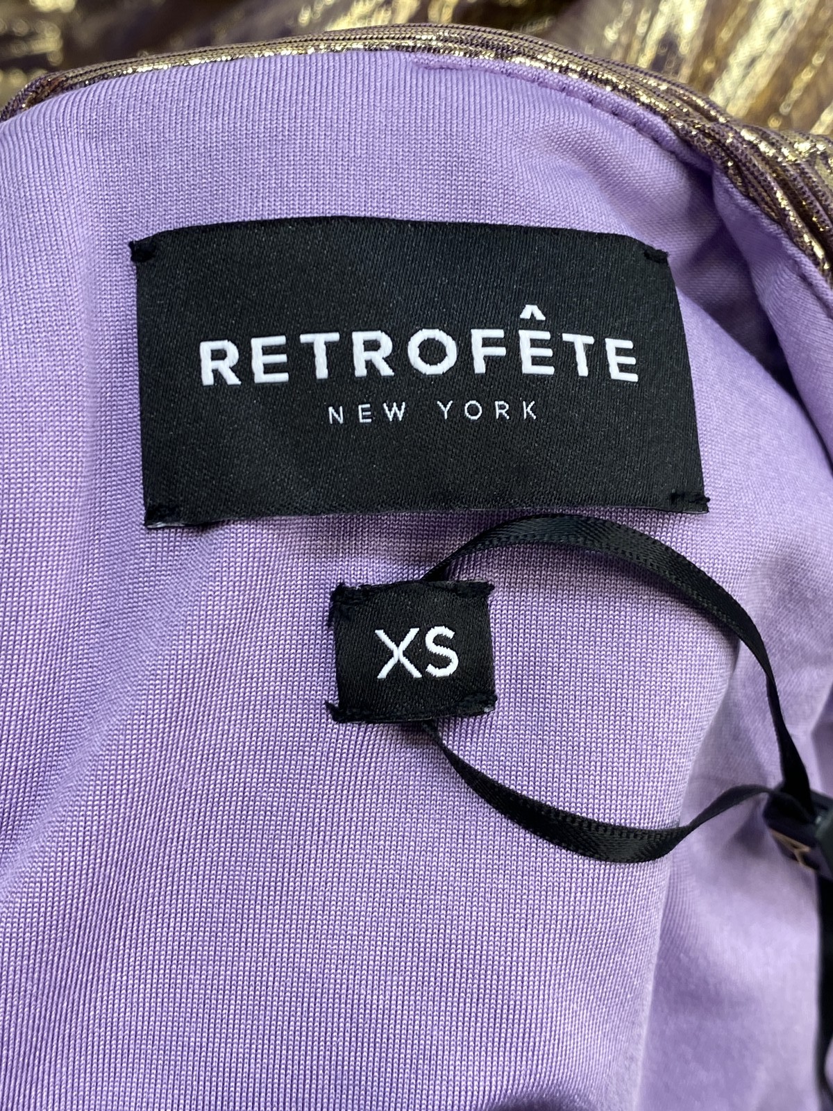 Retrofete Womens Maxi Dress Purple/Gold Size XS Thalia Halter Neck Pleated