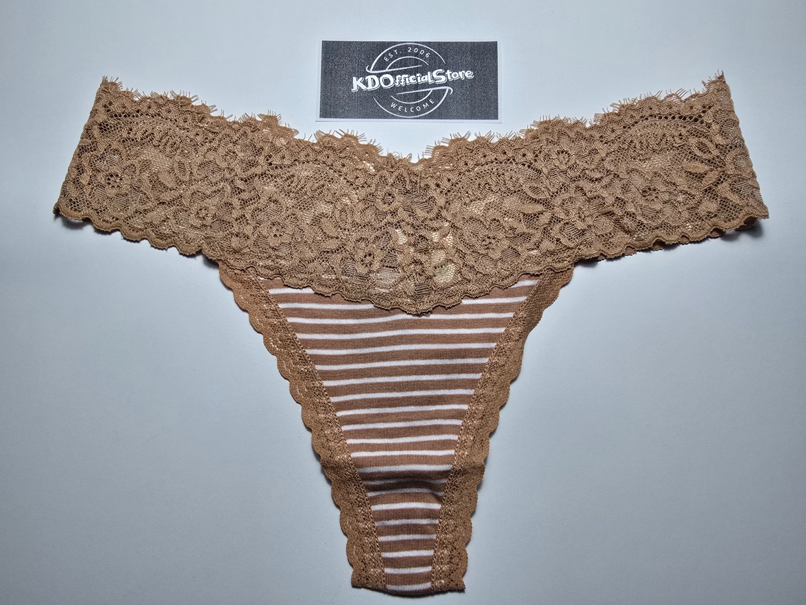 S American Eagle AERIE Superchill Cotton Eyelash Lace Thong Undies Panties Beige