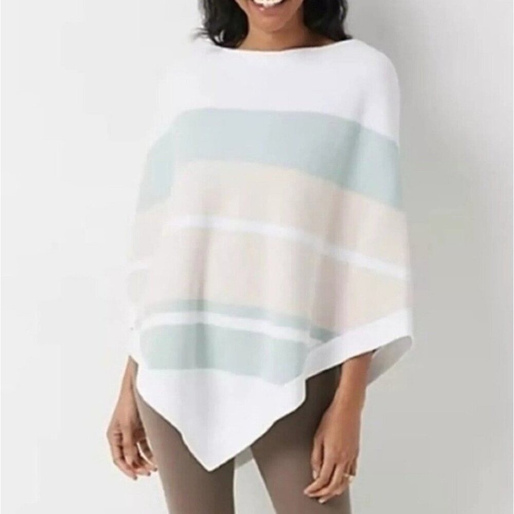 Barefoot Dreams CozyChic Ultra Lite Poncho NWT OS Pink Multi Stripe Neutral Gift